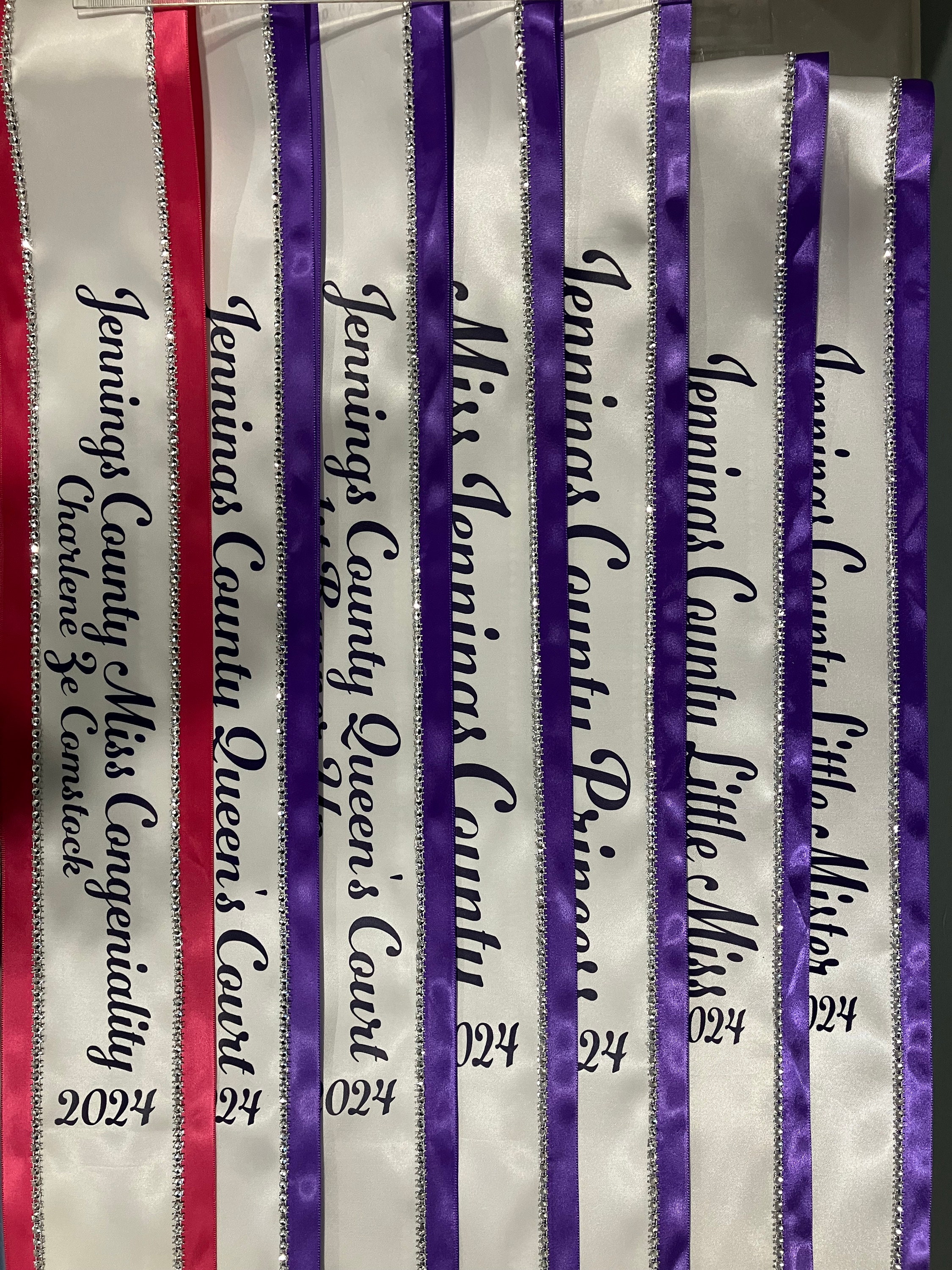 Pageant Sash, Birthday sash, Beauty pageant Sash, County fair prize sash, Miss Universe,  Group Costume, Miss America, Any Color any wording