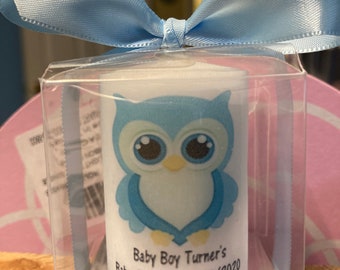 Owl Favors, Shower Favor, Woodland Animal favors, Candle Favors,  classic themed Favors, Baptism , Holy Communion Favors, neutral