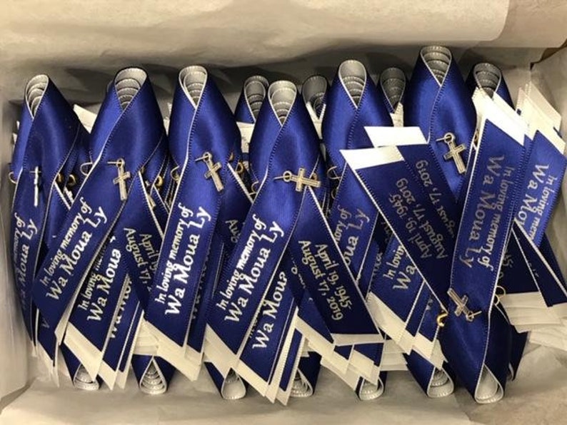 Cross Memorial pins Personalized ribbon pinned wedding Etsy