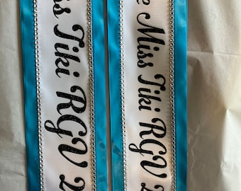 Pageant Sash, Birthday sash, County fair Sash, Argentina, Miss Universe,  Miss Understood, Group Costume, Miss USA Any Color any wording