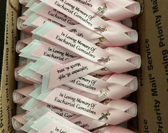 Custom Memorial Ribbon Pin, Funeral Remembrance Keepsake