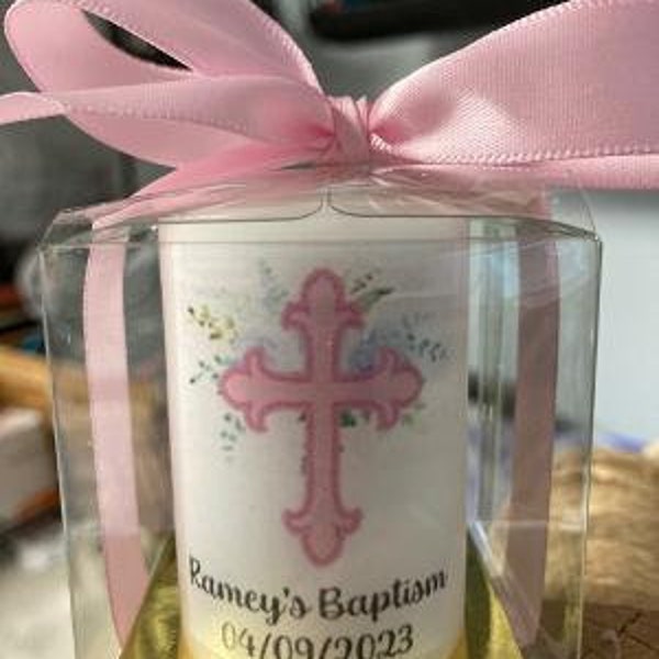 Cross themed, Girl Baptism, christening favor, Baby shower favors,  Candle Favors,  classic themed Favors, Baptism , Holy Communion Favors