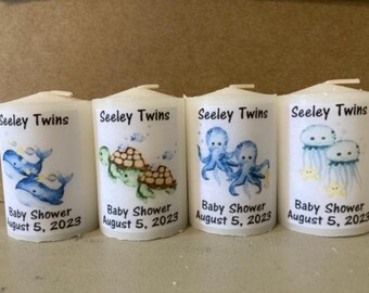 Twin sea creatures, themed favors for any shower, choose two of any image and make it a twin image. Twin favors, customizeable.