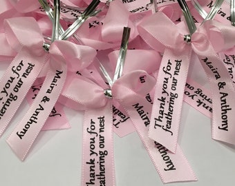 Personalized Ribbon Already Bowed ,  For Party Favors Quantity 25, Baby Shower favors, Wedding favors, Baptism favors, Communion,Fundraiser