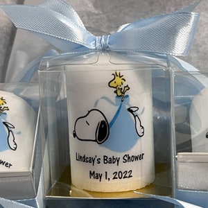 Baby Snoopy like shower favors, gender neutral , elephant themed favors, Baby shower Favors, Personalized affordable, unique candle favor