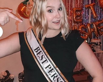 Best Person sash, cross-body adjustable sash. Finish your Halloween costume or Birthday outfit with this custom made best person decor