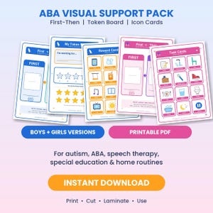 Pacote de Recursos Visuais ABA | Quadros de "Primeiro-Depois" e de Fichas (PDF para impressão)