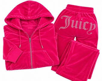 Anpassad JUICY Couture OG Y2K-stil Bling Strass Velour Träningsoverall Sweatsuit NWT