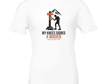 Camiseta "Mis rodillas firmaron una exención de responsabilidad", camiseta divertida para correr por senderos, regalo para corredores de montaña, camiseta para senderismo, camiseta para ultramaratonianos.