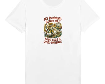 Camiseta técnica para correr "Mi compañero de carrera tiene cuatro patas", camiseta de trail running que absorbe la humedad, regalo para corredores amantes de los perros.