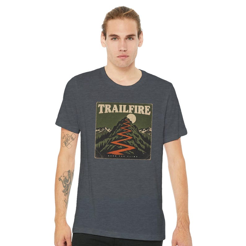 TrailFire Burn the Climb Album T-Shirt, Trail Rock Band Tee, Funny Trail Running Shirt, Mountain Band Shirt, Runner Music Lover Gift image 3