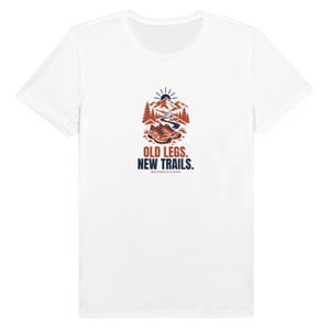 Old Legs New Trails Tech Running Shirt, Moisture Wicking Trail Running Tee, Birthday Gift for Runner, Masters Runner Shirt