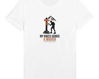 Camiseta técnica para correr "Mis rodillas firmaron una exención de responsabilidad", camiseta de trail running que absorbe la humedad, regalo divertido para corredores de trail.