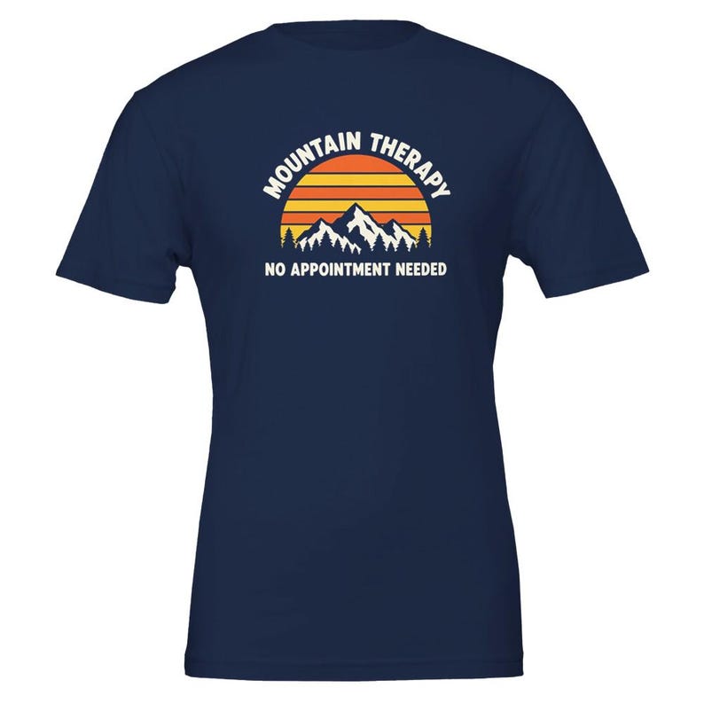 Mountain Therapy No Appointment Needed Shirt, Funny Trail Running T-Shirt, Trail Runner Gift, Ultra Runner Tee, Hiking Shirt Navy