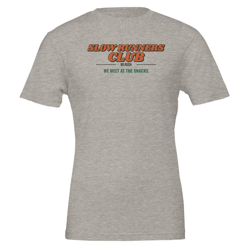 Slow Runners Club Shirt, Funny Trail Running Tee, Ultra Runner Gift, Hiking Shirt, Mountain Runner Gift in Multiple Colors & Sizes Heather Dust