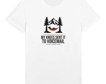 Camiseta técnica para correr "Mis rodillas lo mandaron al buzón de voz", camiseta de trail running que absorbe la humedad, regalo divertido para corredores de trail.