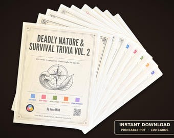 Deadly Nature & Survival Trivia Game Vol. 2 | 100 Printable Cards (PDF Download)