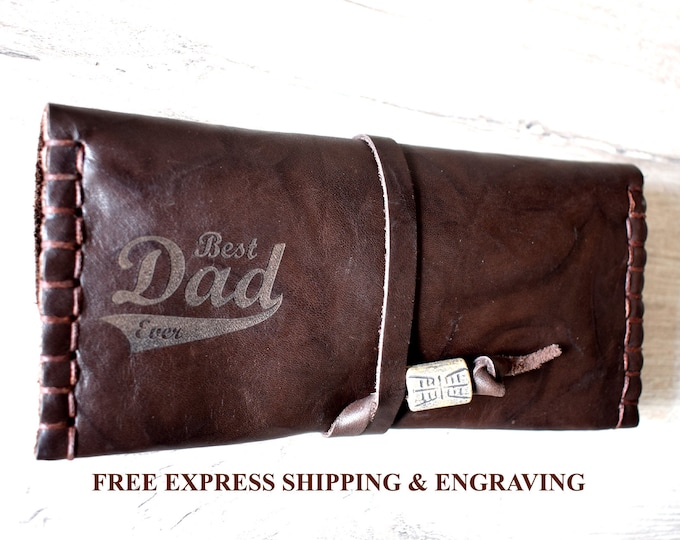 Handmade leather tobacco wallet, Leather Pouch, Tobacco bag, leather tobacco gift
