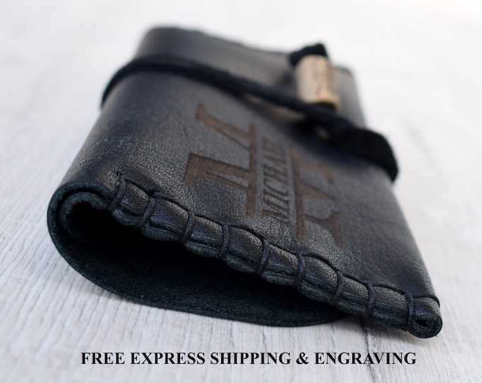 leather tobacco Pouch engraved with your personalization.