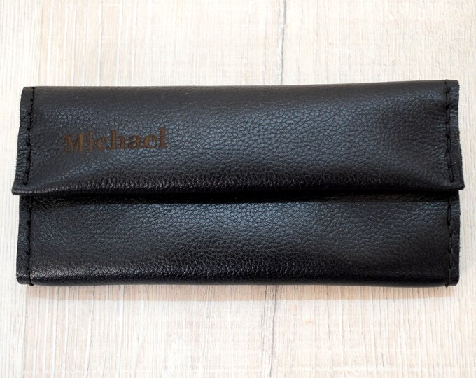 Personalized leather tobacco case - pouch