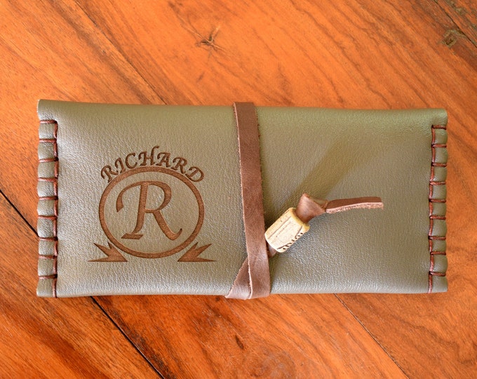 Personalized Engraved Tobacco Case, Tobacco Holder, Rolling Tobacco Pouch Leather Tobacco Pouch,