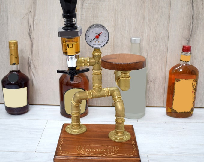 Butler Whiskey Dispenser, Steampunk Handcrafted industrial pipes