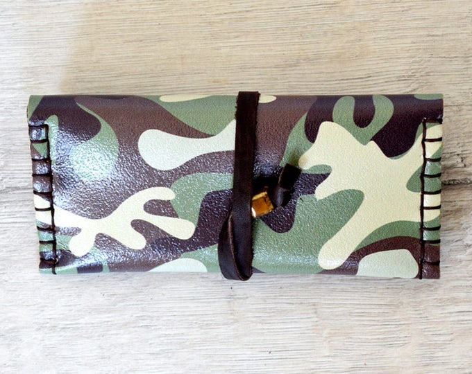 Tobacco Pouch Leather Military Accessories,Bag, Military Camouflage Gift, Tobacco Pouch, Handmade Tobacco Case, Case, Roll Tobacco Pouch,