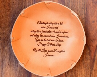 Personalized Leather Valet Tray: Engraved Song Lyrics, Desk Organizer