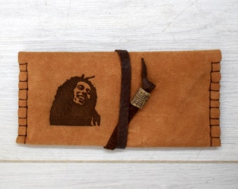 Leather Tobacco Pouch, Gift for him, Leather Tobacco bag,  engraved leather smoking case.