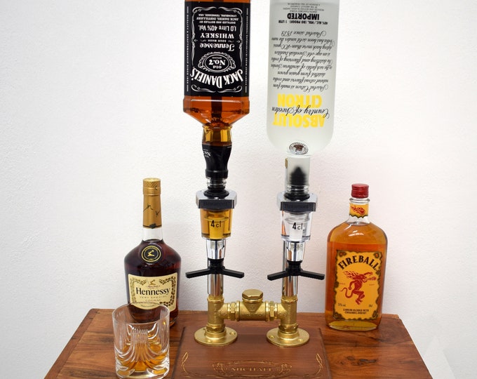 Steampunk Double Liquor Alcohol Whiskey dispenser, ArtDesignStudioCy, Ace.