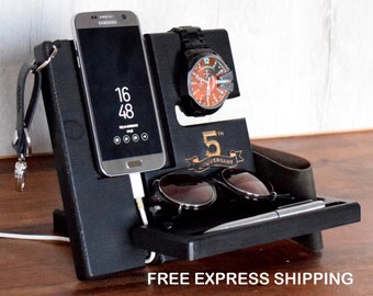 Men Birthday Gift, Free Shipping, Anniversary, Wood Docking Station, Gifts For Boyfriend, Gift for husband, Birthday Gifts for Him