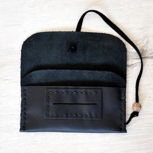 Schwarz Leder Tabakbeutel, Kostenloser Versand Geschenk, Schwarz Weich Echtleder, Beutel Tabak, Dreh Tabakbeutel, Handgemachte Etui, Brieftasche