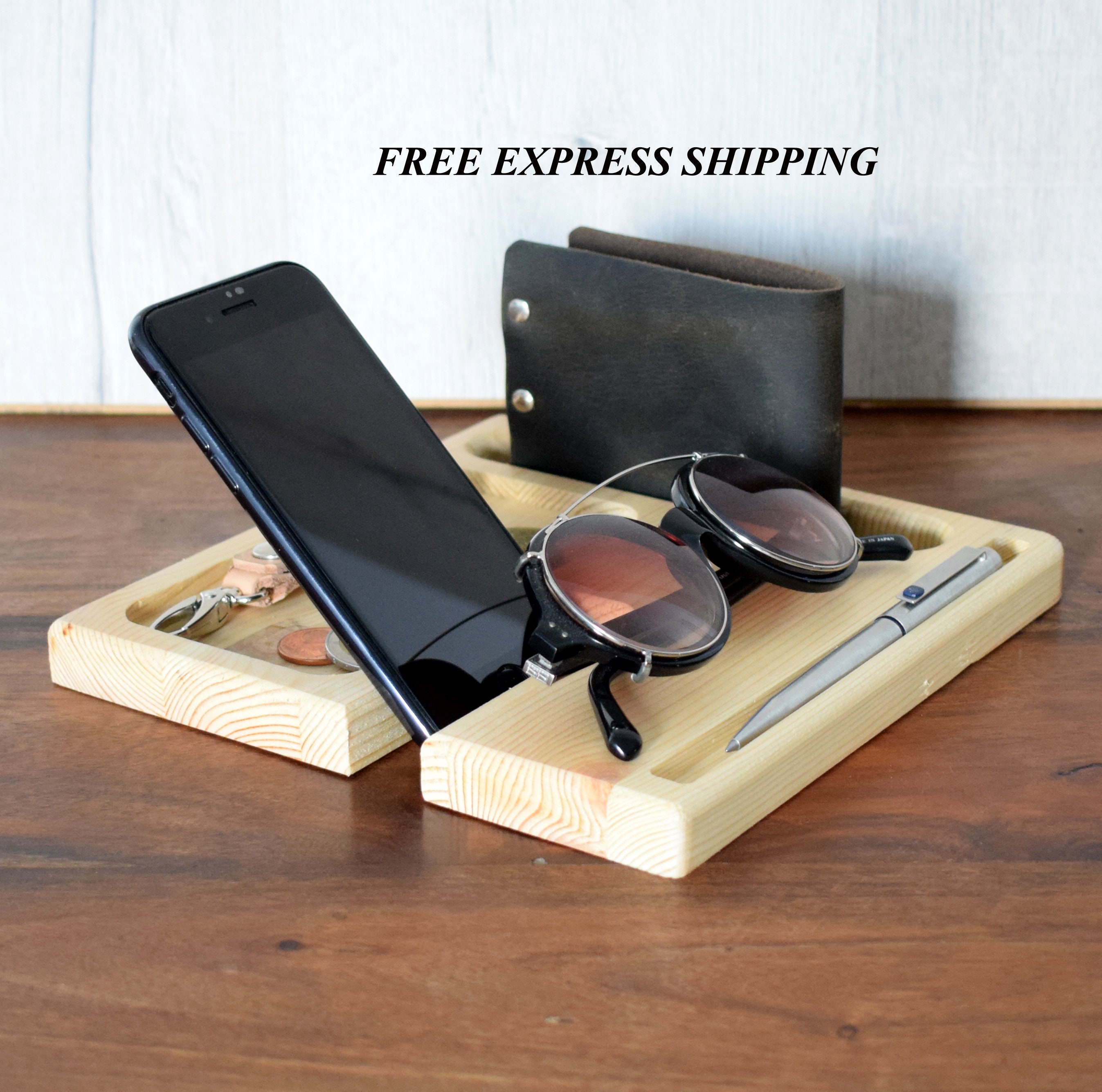 Buy Dock Stand Smartphone iPhone Desk Organizer Printed in Wood