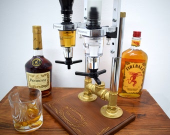 Father's Day Gift, Steampunk Double Liquor Alcohol Whiskey dispenser, ArtDesignStudioCy, Ace.