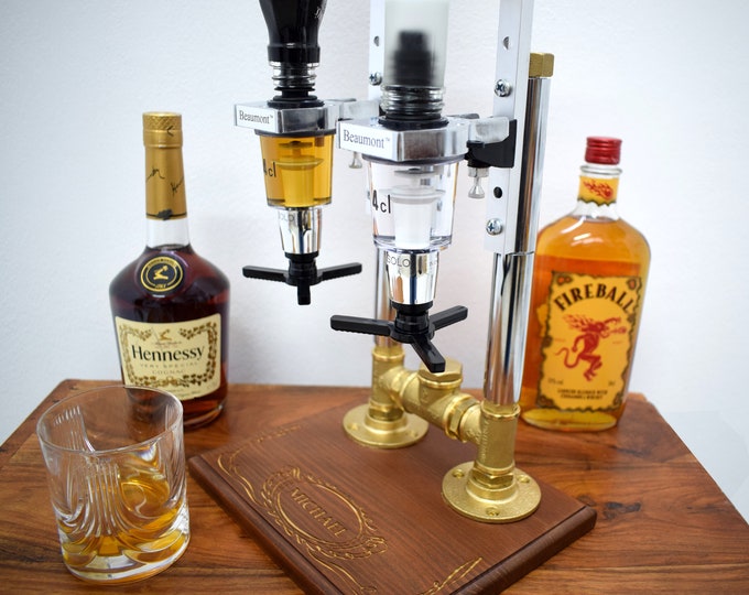 Father's Day Gift, Steampunk Double Liquor Alcohol Whiskey dispenser, ArtDesignStudioCy, Ace.