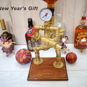 Fireman Firefighter Whiskey Dispenser, Steampunk Handcrafted industrial pipes