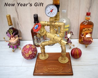 Fireman Firefighter Whiskey Dispenser, Steampunk Handcrafted industrial pipes