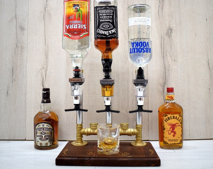 Personalized Wine and Liquor Dispenser for Home Bar - Trible Industrial Alcohol Liquor Bottle Pourers - Wine Rack - whiskey Dispenser-bar.