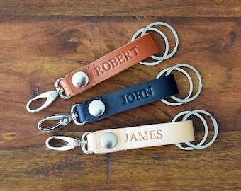 Custom Leather Keychain Couple Personalized Initial Keyring - 1st Year Anniversary Housewarming Key Fob