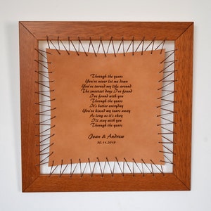 Personalized Customizable engraved Wall art framed, Personalized wall decor, Message on Leather.