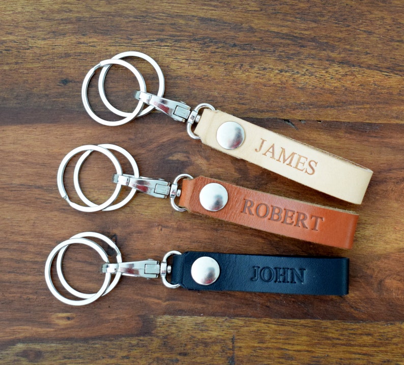 Keychain Personalized Leather Initial Keyring Coordinates Keychain - Main Image