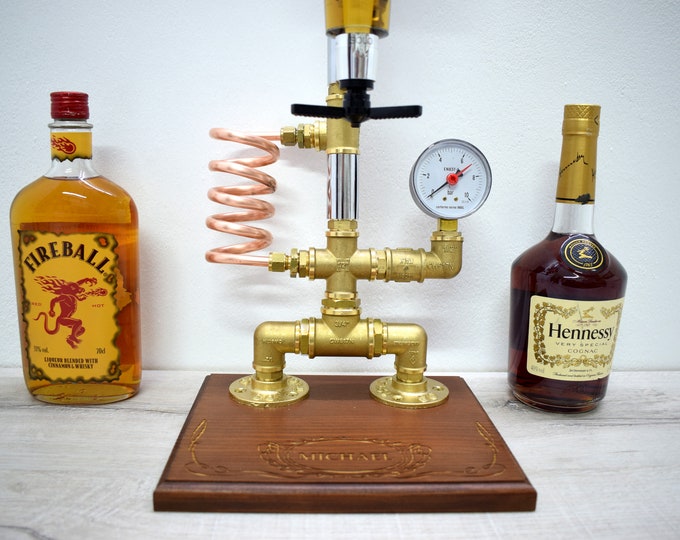 Steampunk décor industrial design, Man cave, Alcohol Dispenser, Whiskey, Gin, Wine, Liquor mini Bar.