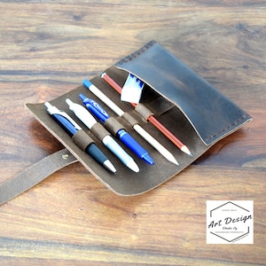 Leather wrap pencil case