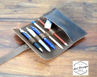 Leather wrap pencil case