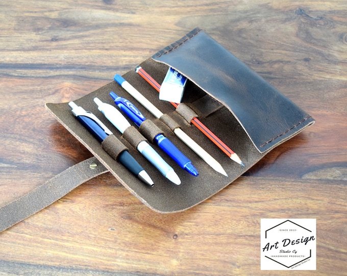 Leather wrap pencil case