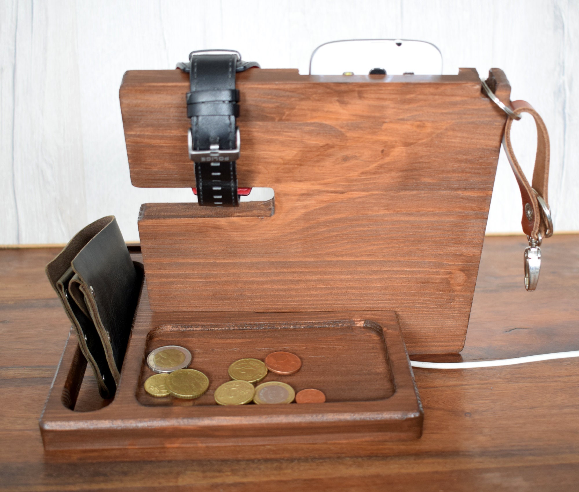 Mens Wood Valet Tray, Mens Wood Valet Box, Mens Valet 