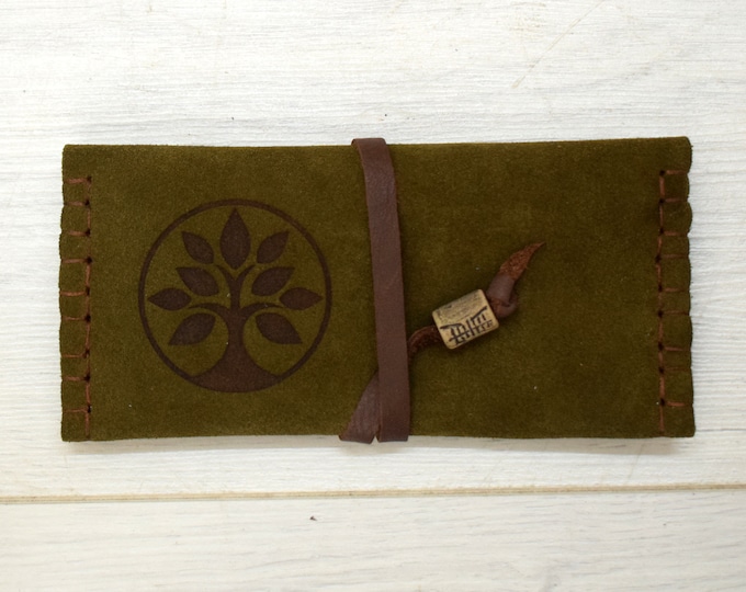 Handmade tobacco case for rolling tobacco, smokers bag in real Leather