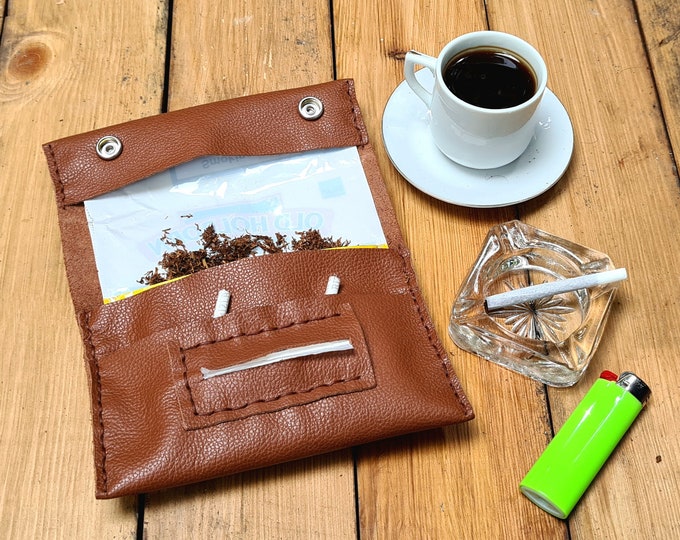 leather rolling cigarette tobacco pouch