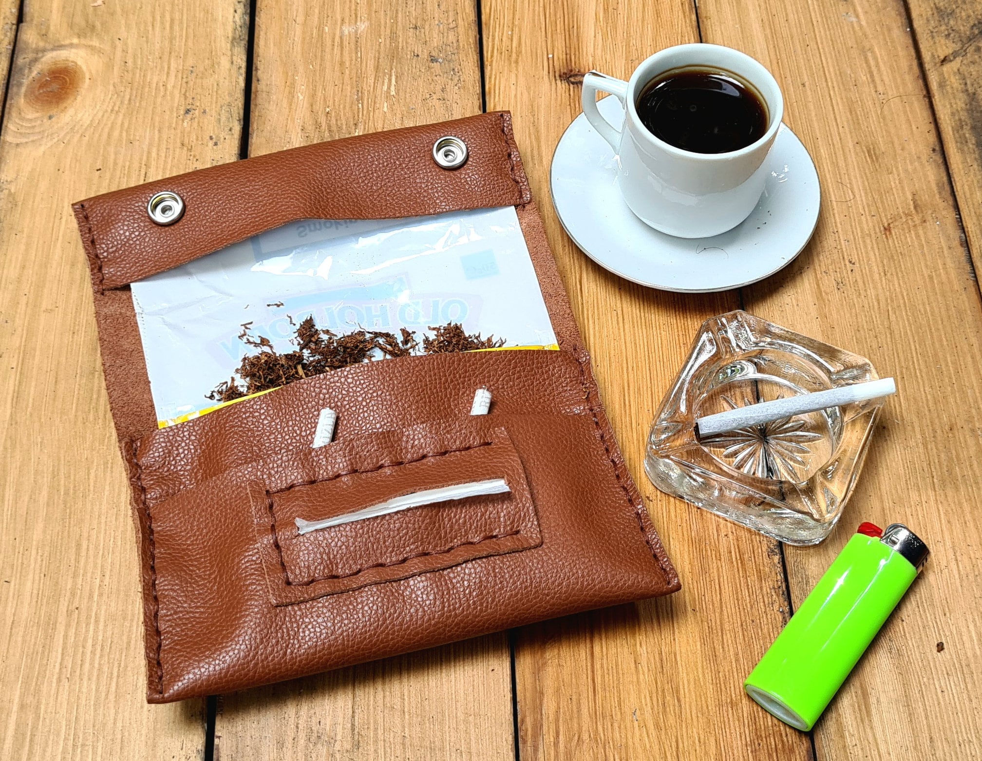 leather rolling cigarette tobacco pouch