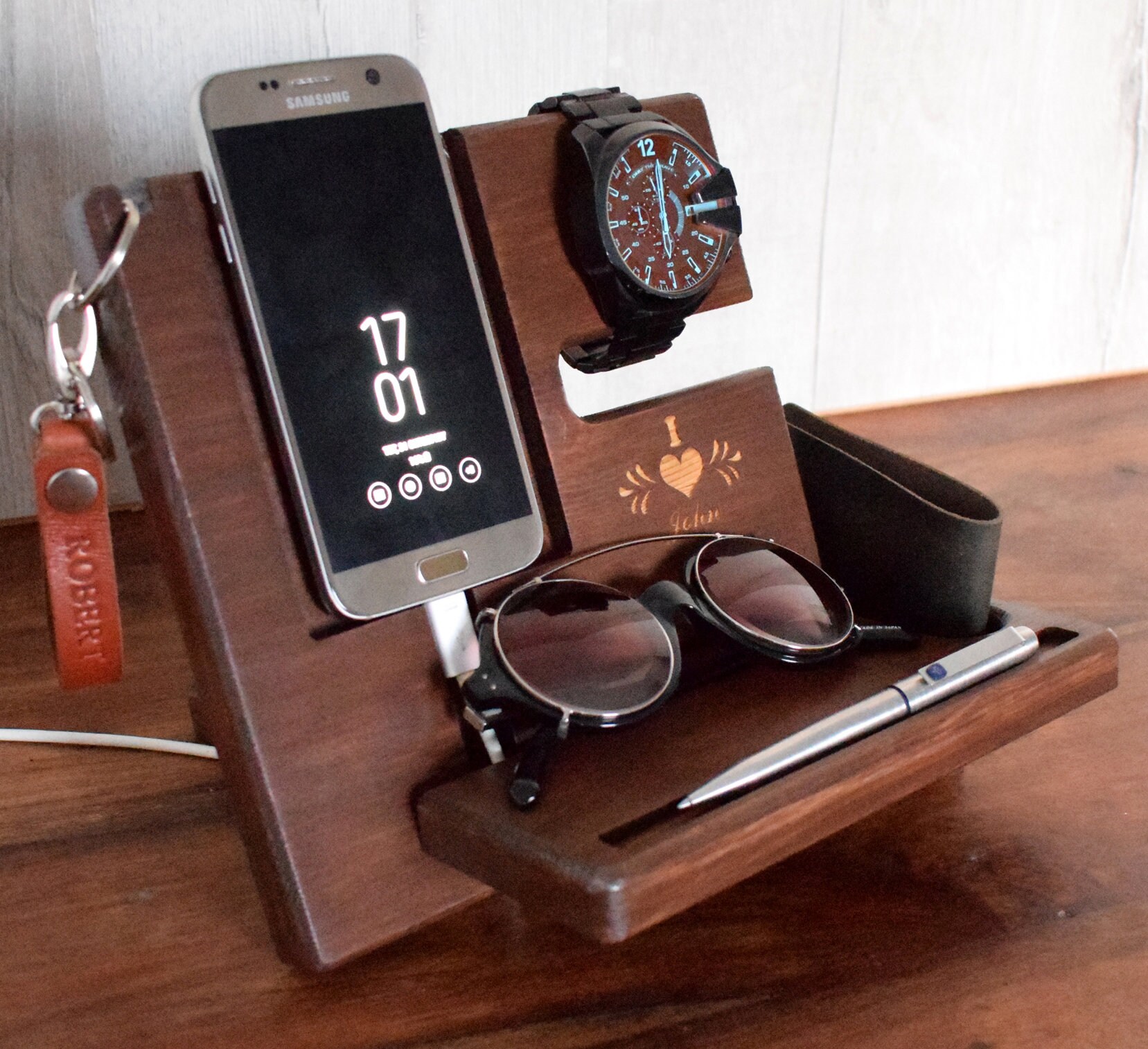 NightStand Anniversary Gift for Men Desk organizer Nightstand Etsy